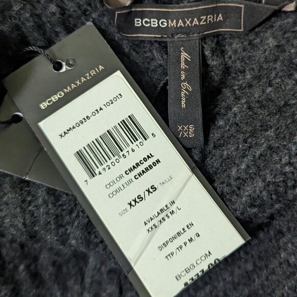 BCBGMAXAZRIA BCBG Charcoal Dolman Knit Cocoon Cardigan Sweater XXS NEW - Picture 3 of 6